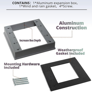 MAKERELE gray 2-gang weatherproof extension ring with gasket and mounting hardware