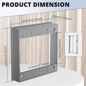Dimensions of MAKERELE gray 2-gang weatherproof extension ring