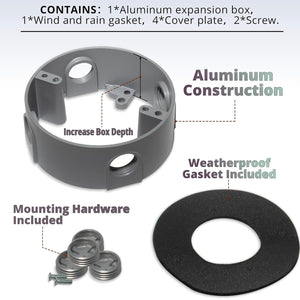 MAKERELE gray round weatherproof extension ring with gasket and hardware