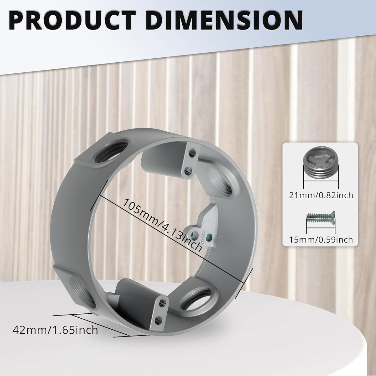 Dimensions of MAKERELE gray round weatherproof extension ring