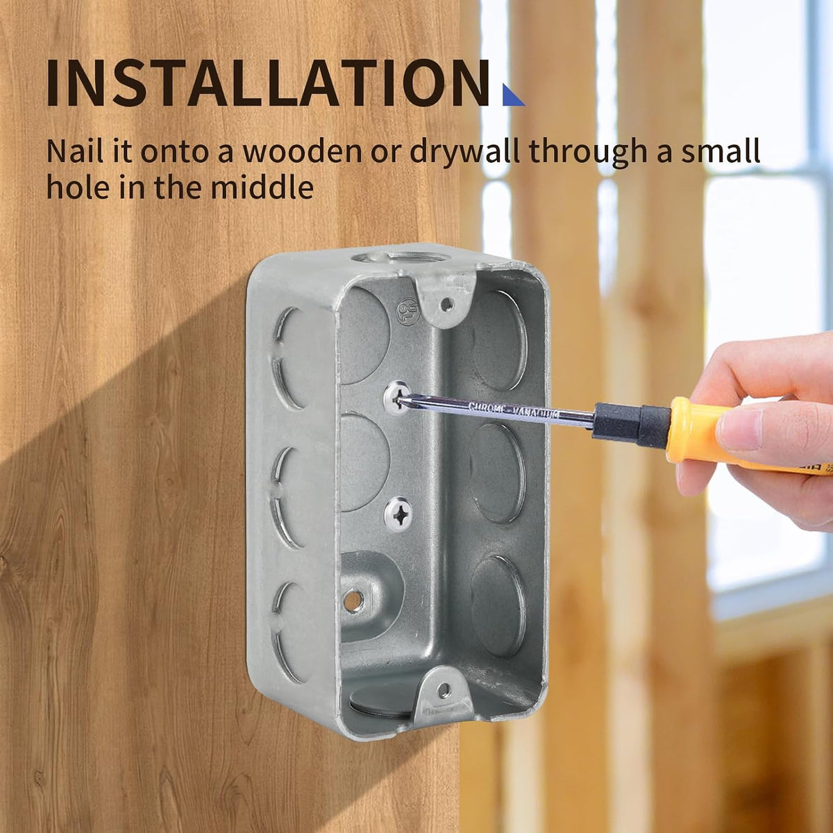 Installation reference for MAKERELE 4 x 2 in. metal electrical handy box