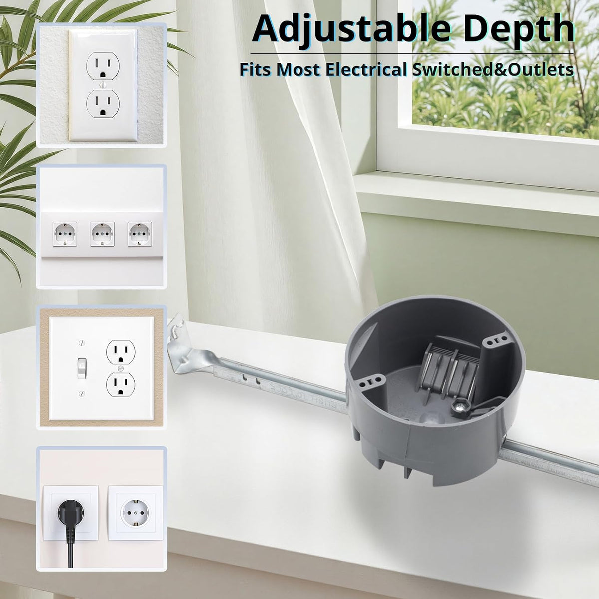 MAKERELE gray 20 cu. in. adjustable round ceiling electrical box application