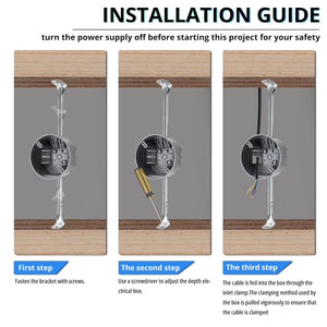 Installation steps for MAKERELE gray adjustable round ceiling electrical box