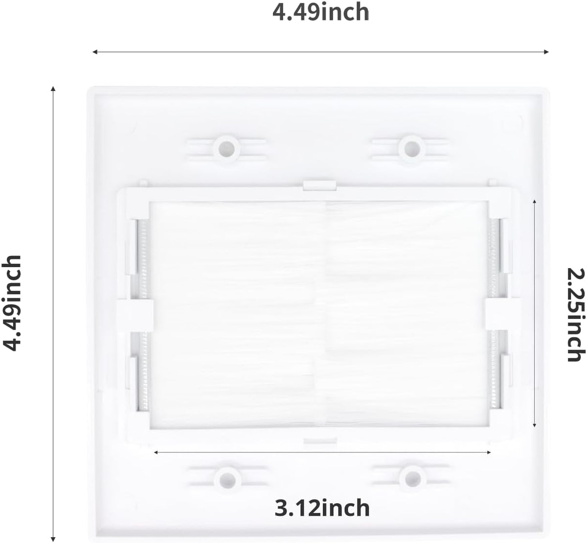 MAKERELE white double-gang brush wall plate dimensions