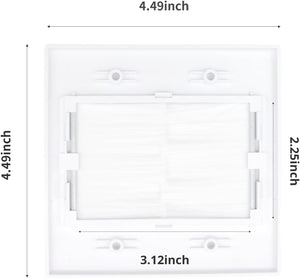 MAKERELE white double-gang brush wall plate dimensions