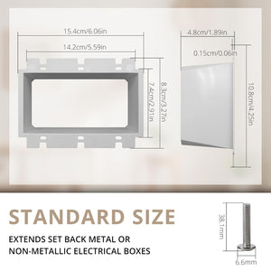 MAKERELE 3-gang white electrical box extender dimensions