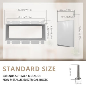MAKERELE 4-gang white electrical box extender dimensions