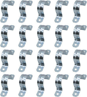 MAKERELE 1-1/2 inch zinc-plated steel two-hole EMT conduit strap, 20-pack