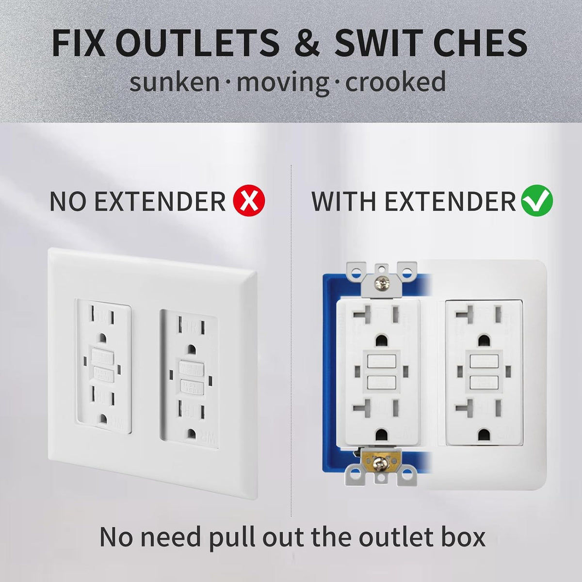 2-gang outlet box extender for a recessed electrical box