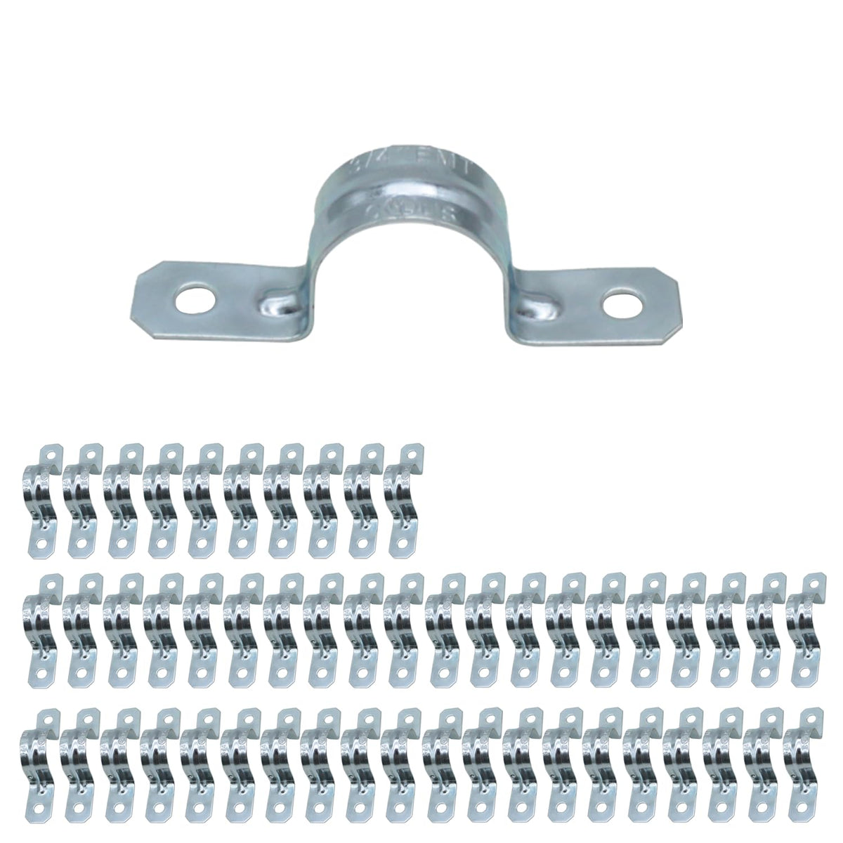 MAKERELE 3/4 inch zinc-plated steel two-hole EMT conduit strap, 50-pack