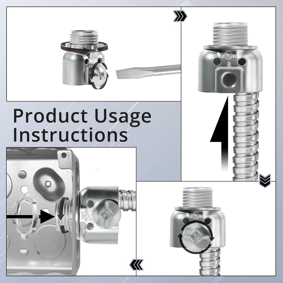 How to secure two flexible metal conduits with a 3/8 inch screw-type duplex connector