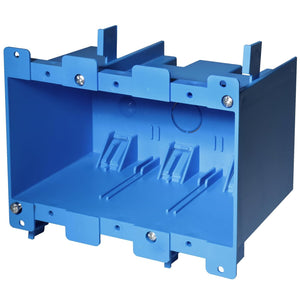 MAKERELE 3-gang old work electrical box, blue PVC, 1-pack