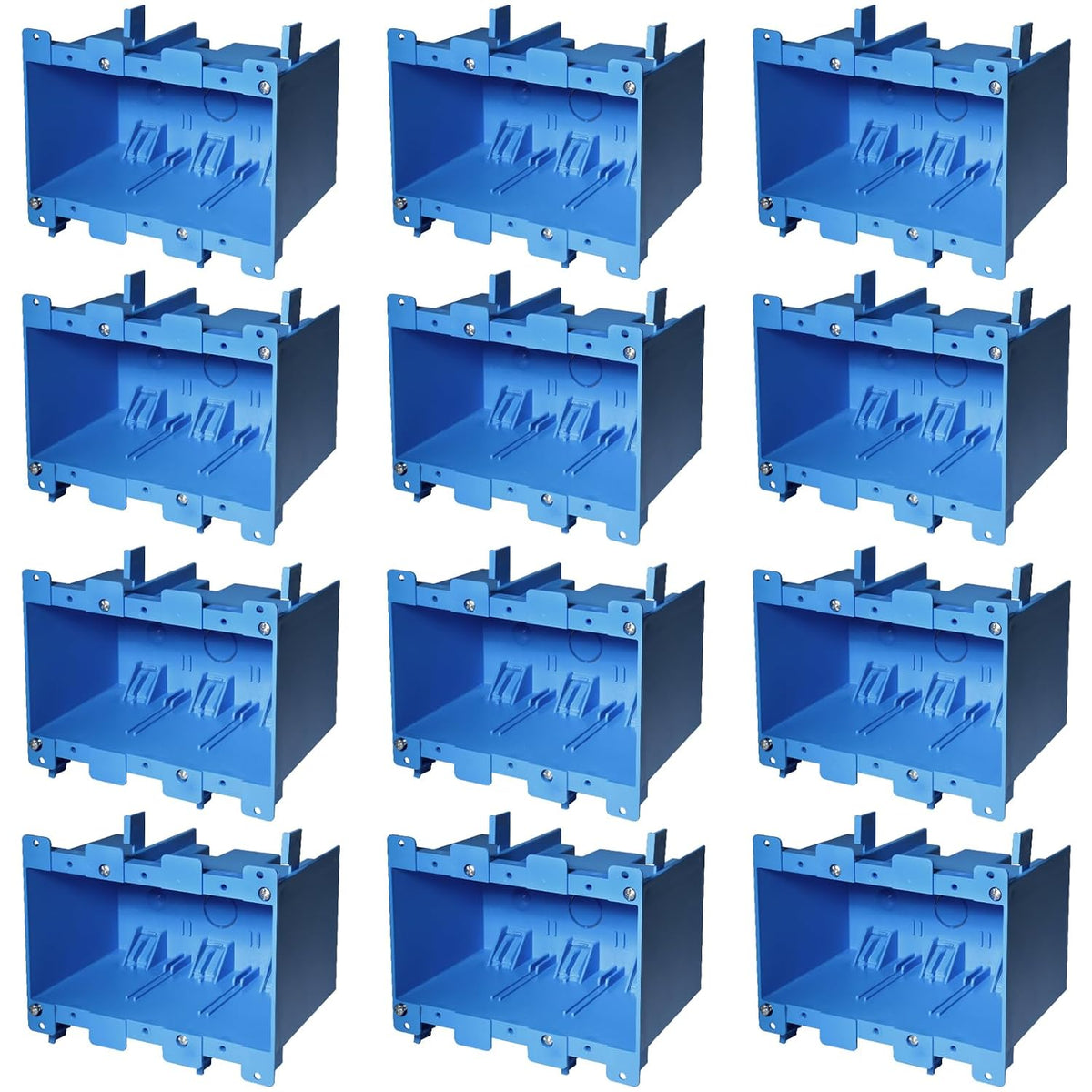 MAKERELE 3-gang old work electrical box, blue PVC, 12-pack