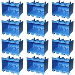 MAKERELE 3-gang old work electrical box, blue PVC, 12-pack