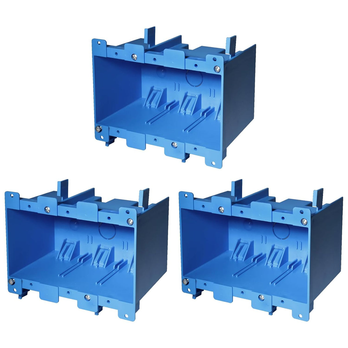 MAKERELE 3-gang old work electrical box, blue PVC, 3-pack