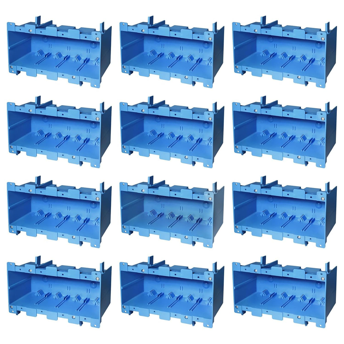 MAKERELE 4-gang old work electrical box, blue, 71 cu in, 12-pack