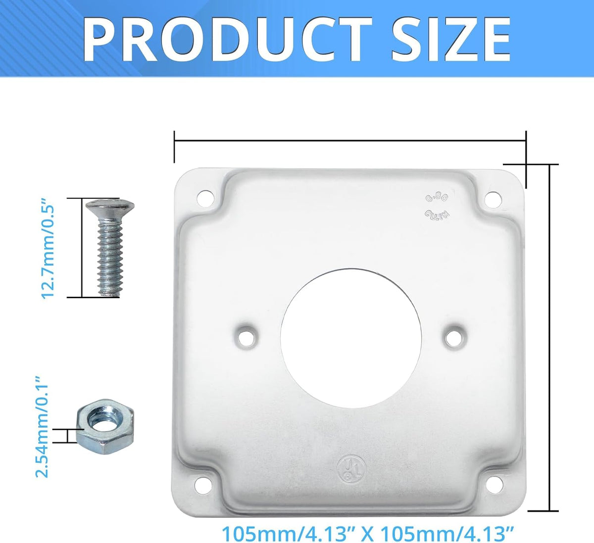 4-inch square raised receptacle cover dimensions and hardware
