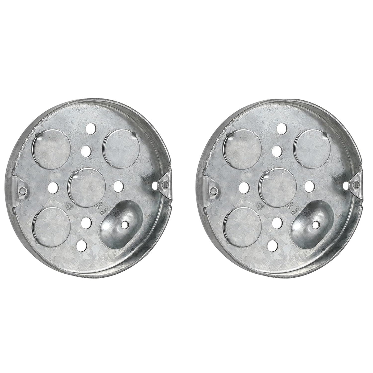 MAKERELE 4-inch round galvanized steel shallow electrical boxes, 2-pack