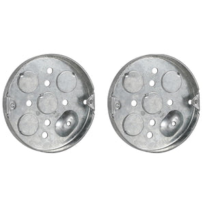 MAKERELE 4-inch round galvanized steel shallow electrical boxes, 2-pack