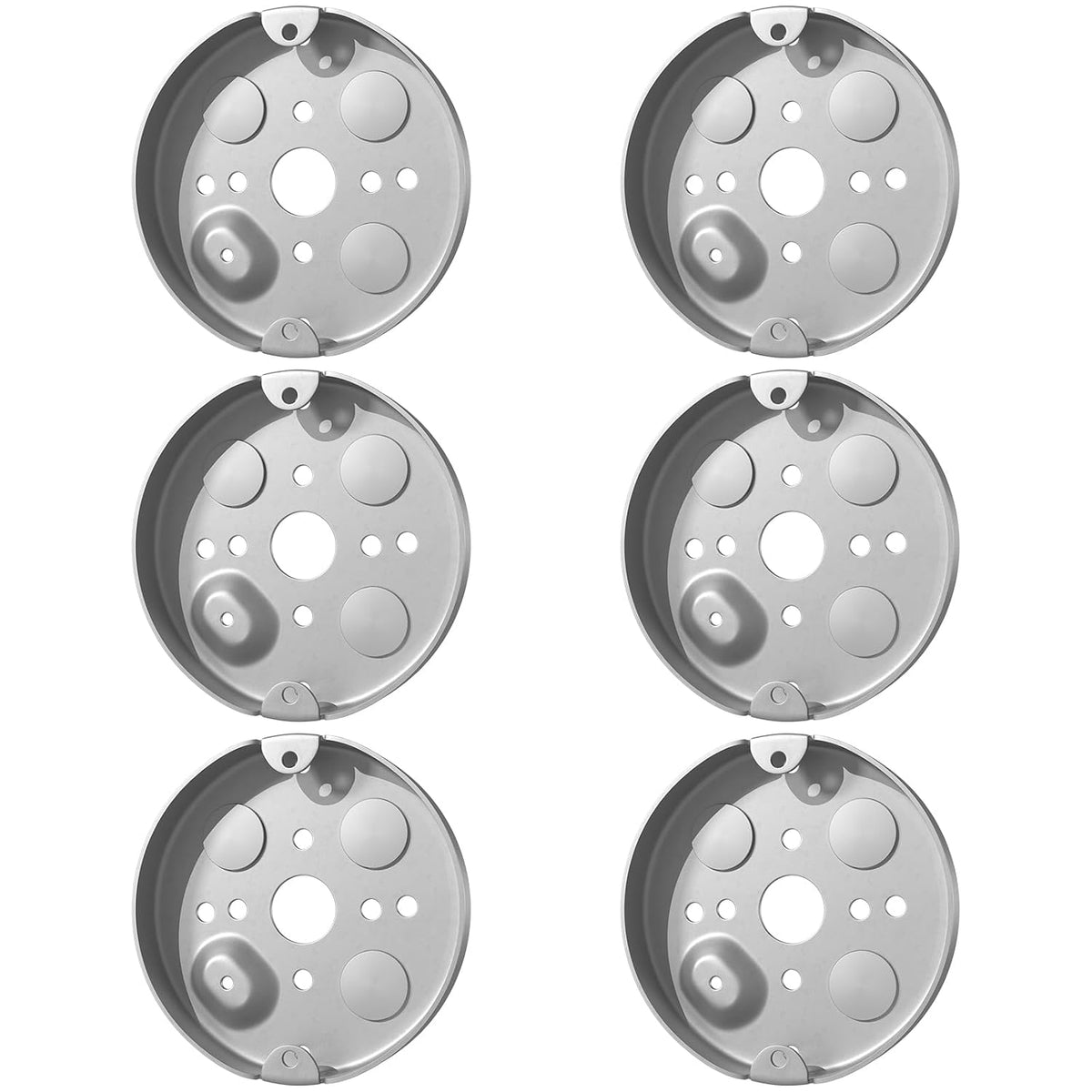 MAKERELE 4-inch round galvanized steel shallow electrical boxes, 6-pack