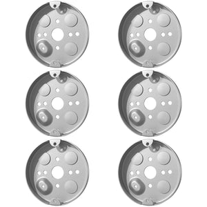 MAKERELE 4-inch round galvanized steel shallow electrical boxes, 6-pack
