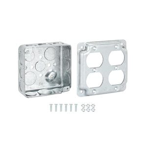 MAKERELE 4 inch square metal electrical box with raised cover, 1-pack