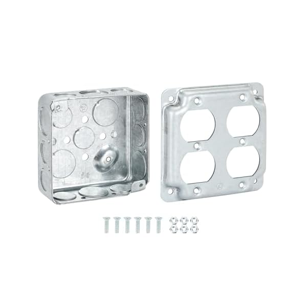 MAKERELE 4 inch square metal electrical box with raised cover, 1-pack