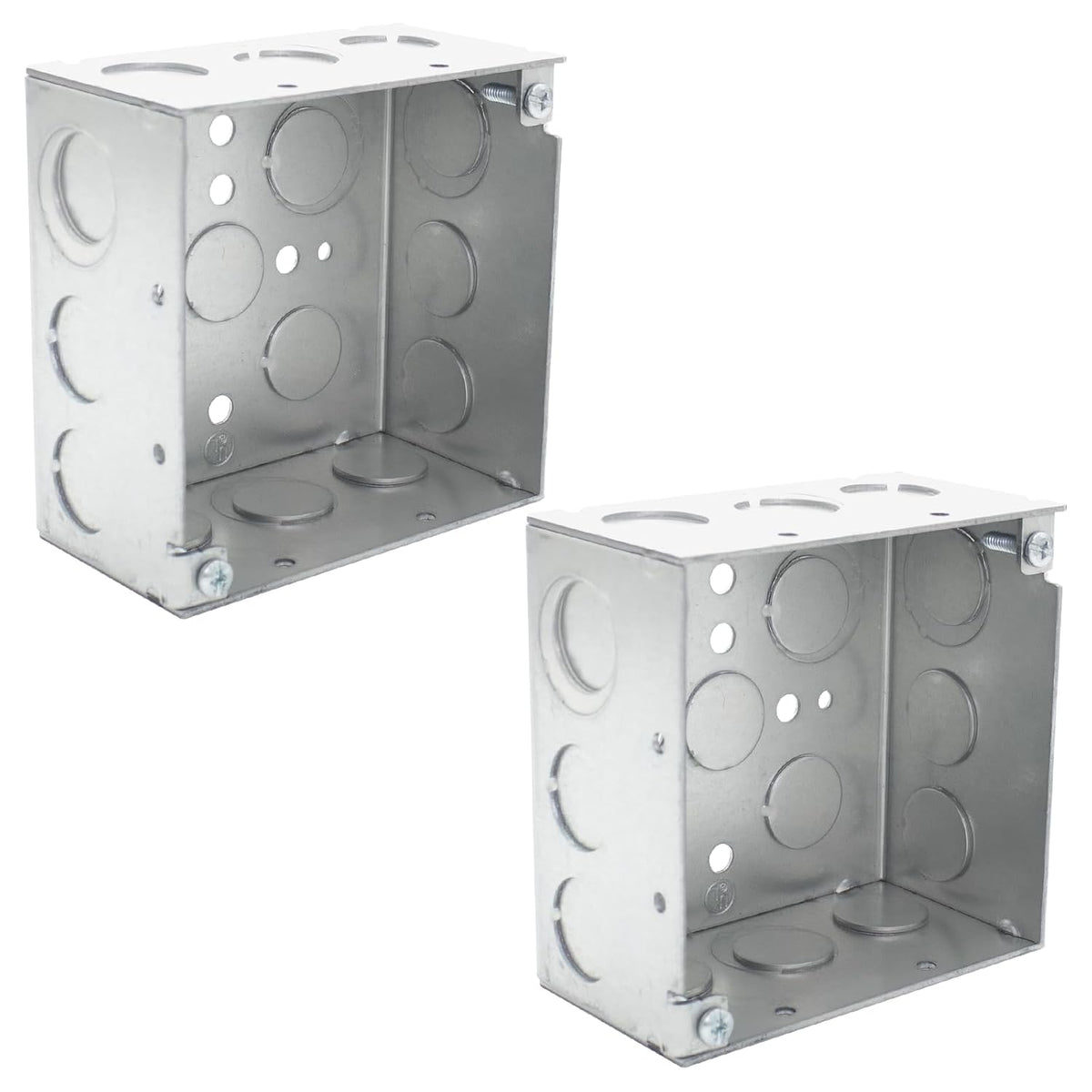 MAKERELE 4 inch square metal electrical boxes, 2-1/8 inch deep, 2-pack