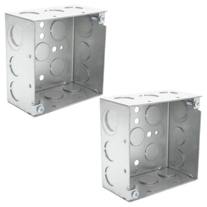 MAKERELE 4 inch square metal electrical boxes, 2-1/8 inch deep, 2-pack