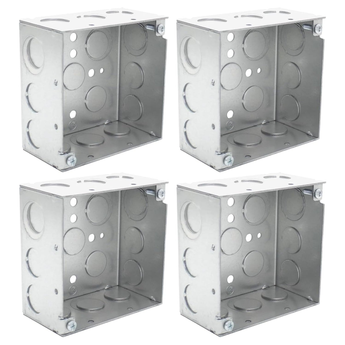 MAKERELE 4 inch square metal electrical boxes, 2-1/8 inch deep, 4-pack
