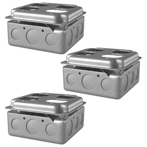 MAKERELE 4 inch square metal electrical boxes with raised covers, 3-pack