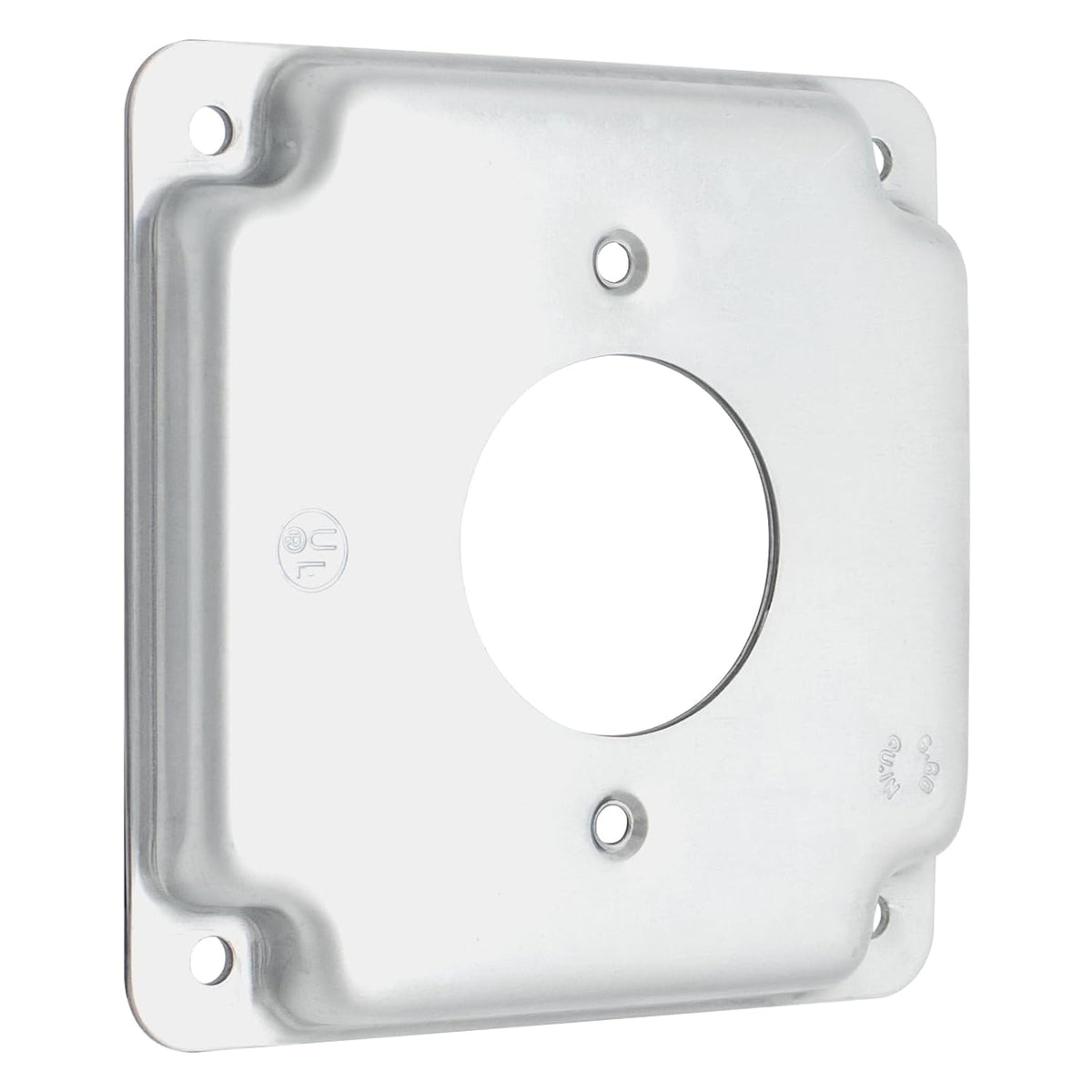 MAKERELE 4-inch square raised cover with 1.594-inch round receptacle opening, 1-pack