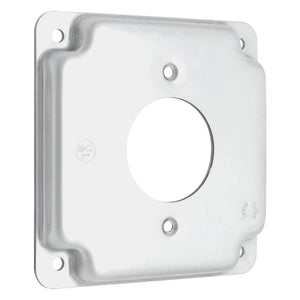 MAKERELE 4-inch square raised cover with 1.594-inch round receptacle opening, 1-pack