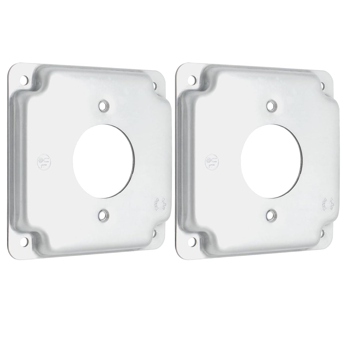 MAKERELE 4-inch square raised covers with 1.594-inch round receptacle opening, 2-pack