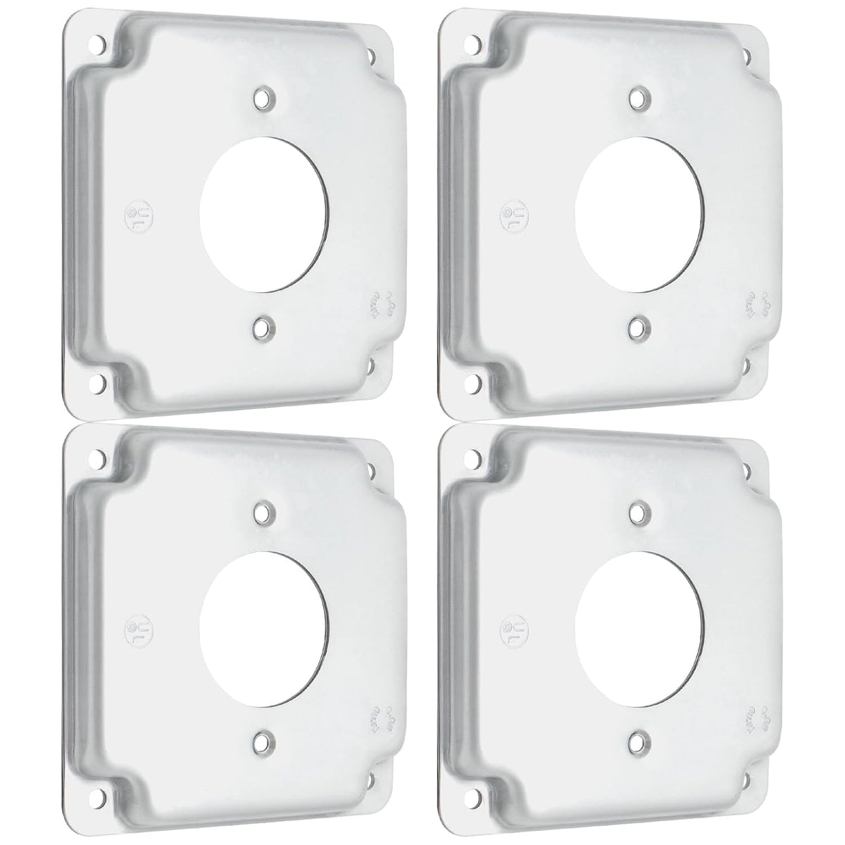 MAKERELE 4-inch square raised covers with 1.594-inch round receptacle opening, 4-pack