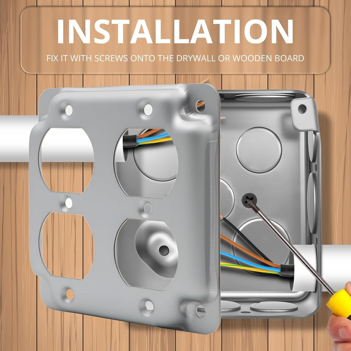 Installing a raised cover on a 4-inch square electrical box
