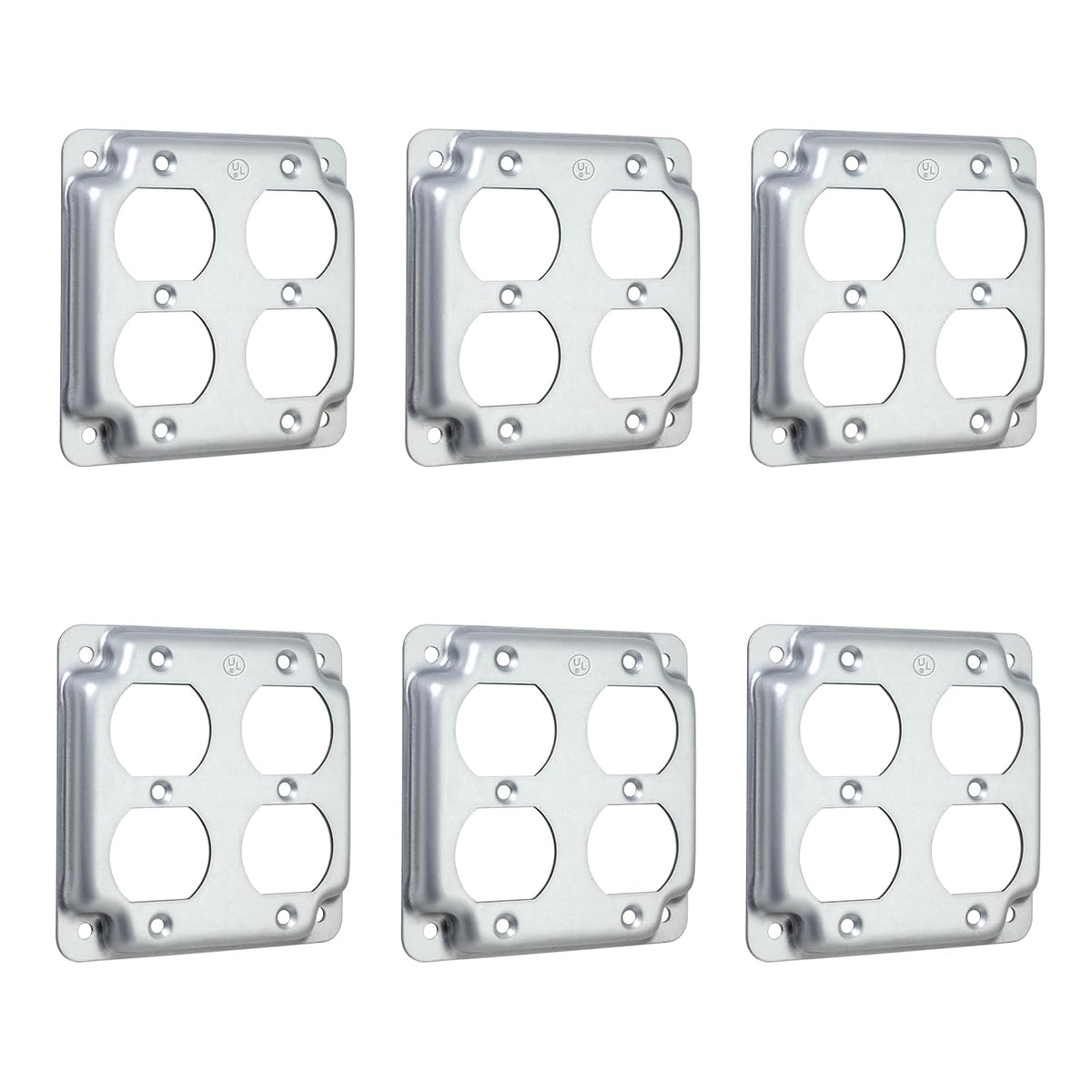 MAKERELE 4 inch square raised double duplex receptacle covers 6 pack
