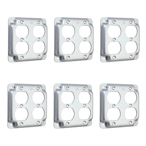MAKERELE 4 inch square raised double duplex receptacle covers 6 pack