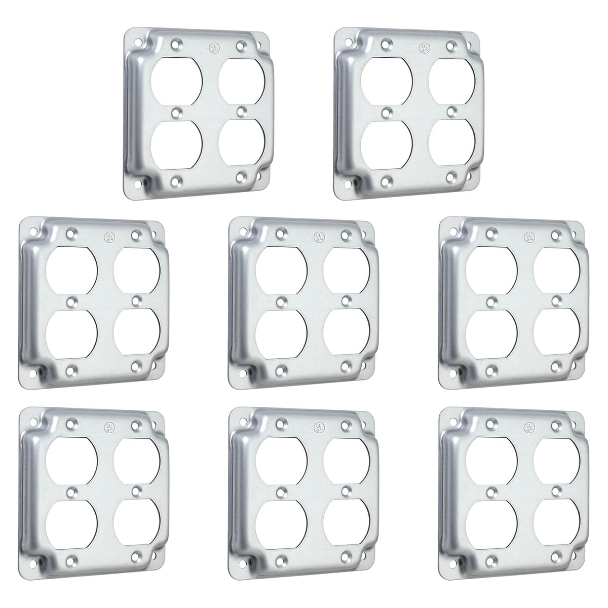 MAKERELE 4 inch square raised double duplex receptacle covers 8 pack