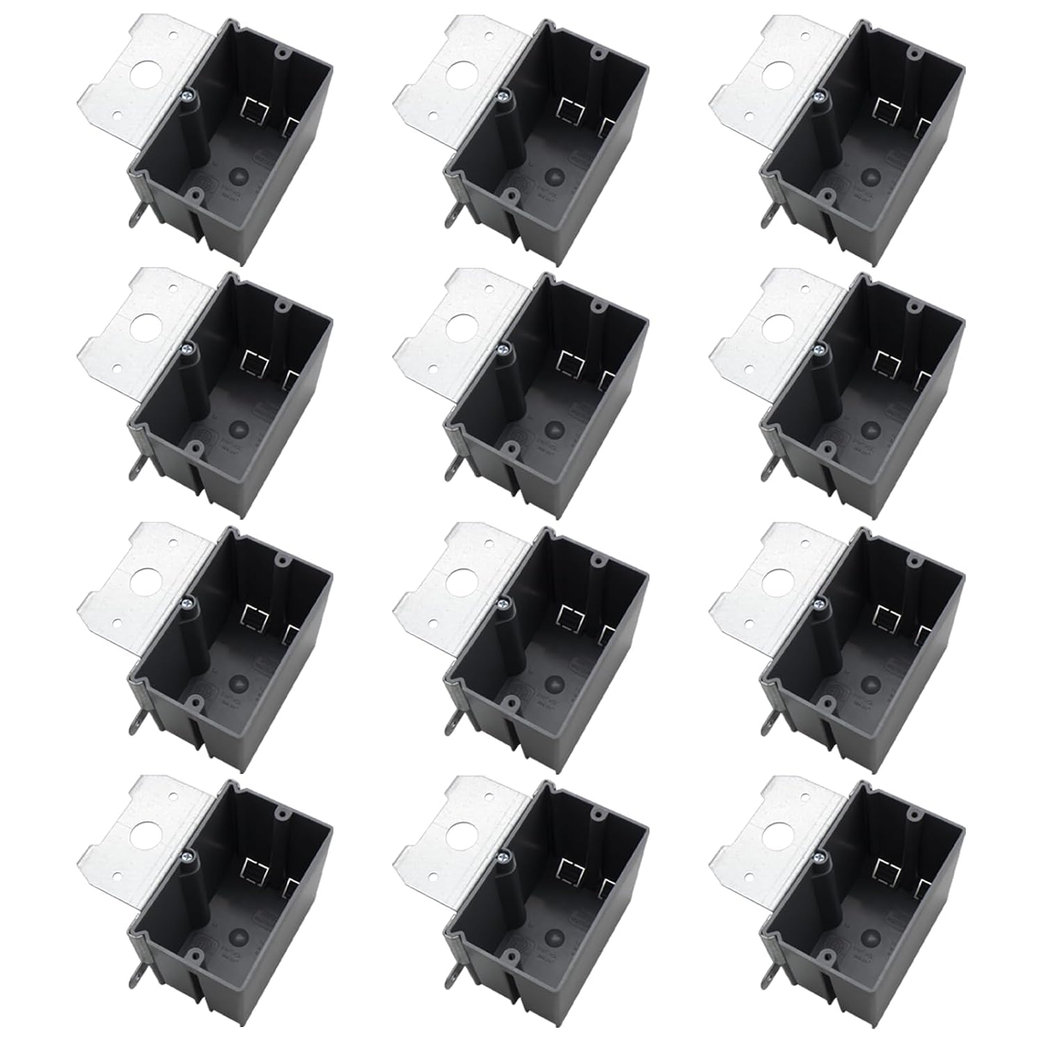 MAKERELE gray adjustable electrical outlet box, 1-Gang, 21 cu. in., 12-Pack