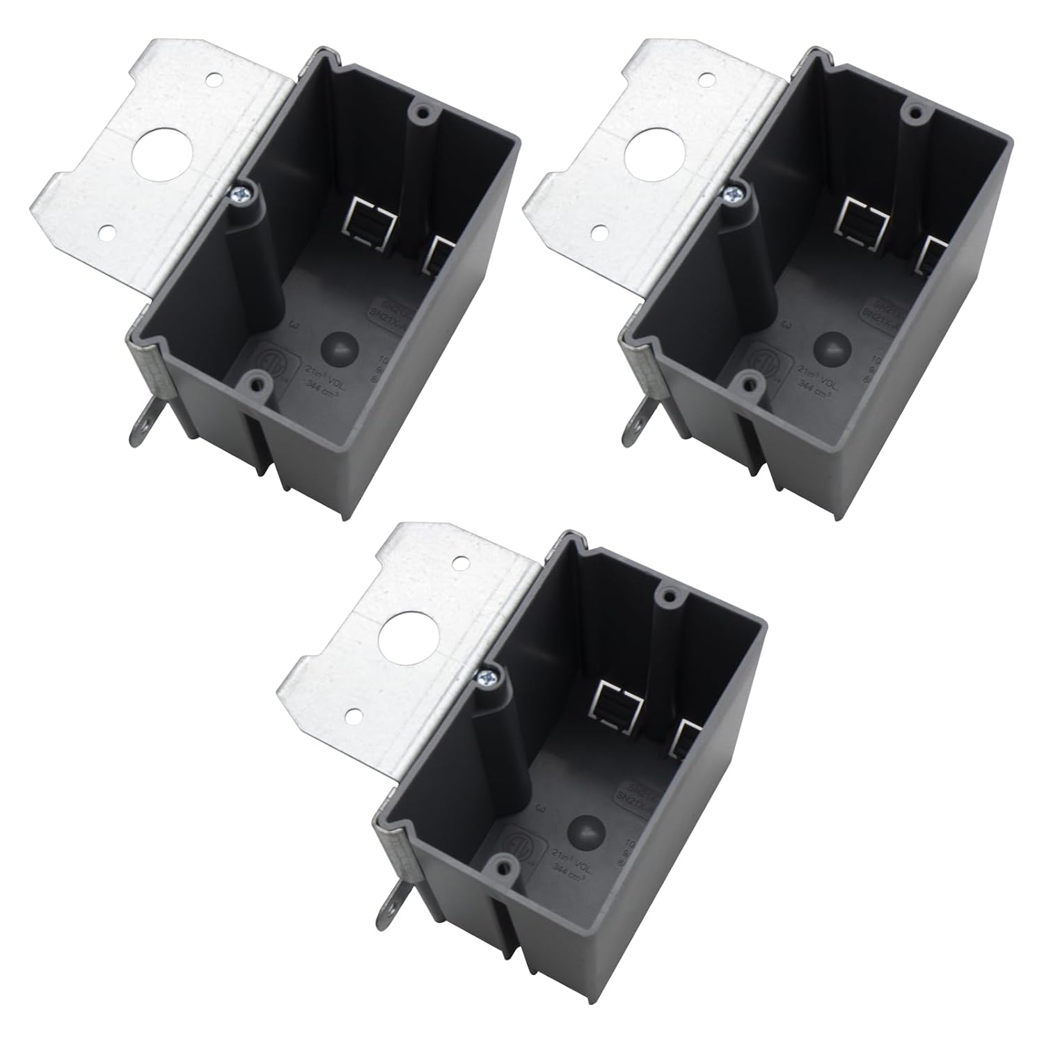 MAKERELE gray adjustable electrical outlet box, 1-Gang, 21 cu. in., 3-Pack