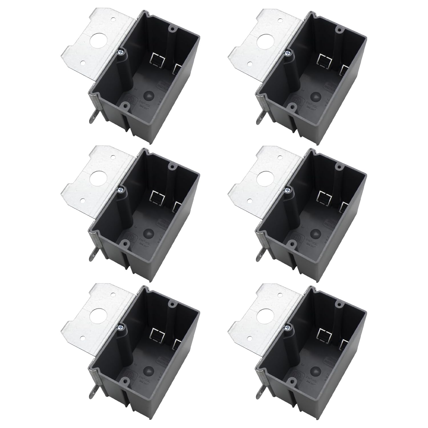 MAKERELE gray adjustable electrical outlet box, 1-Gang, 21 cu. in., 6-Pack