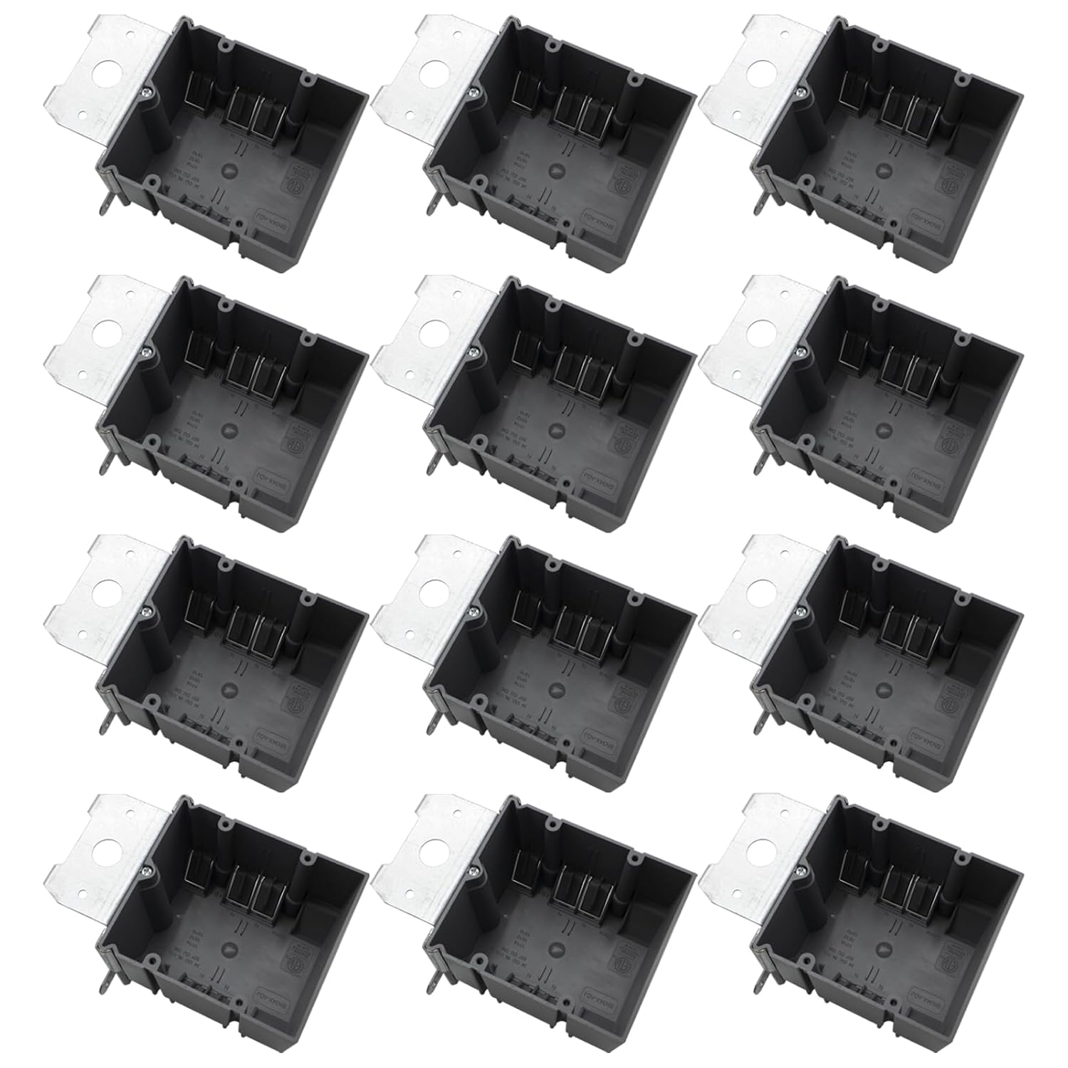 MAKERELE gray adjustable electrical outlet box, 2-Gang, 34 cu. in., 12-Pack