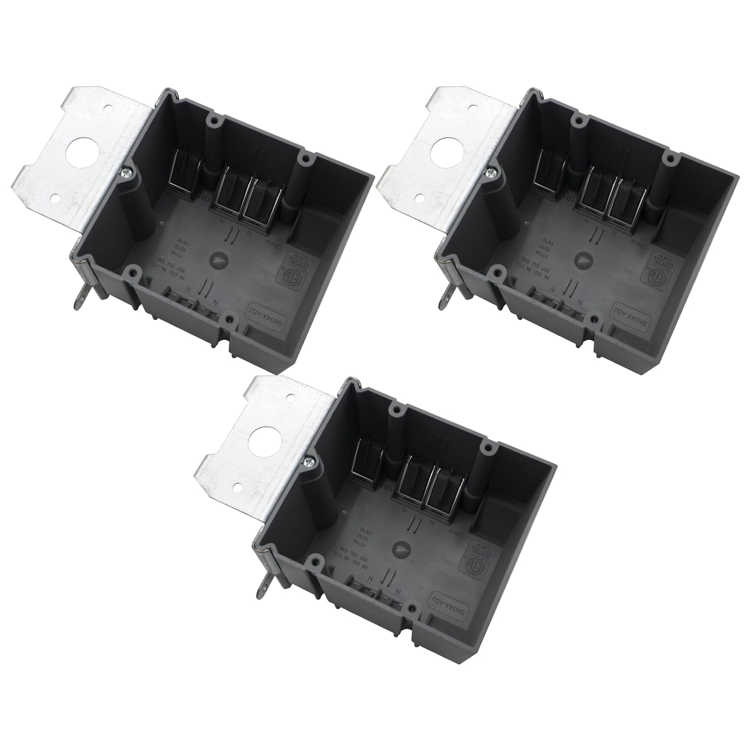 MAKERELE gray adjustable electrical outlet box, 2-Gang, 34 cu. in., 3-Pack