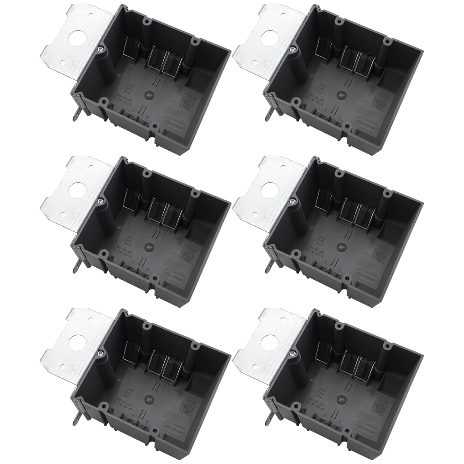 MAKERELE gray adjustable electrical outlet box, 2-Gang, 34 cu. in., 6-Pack