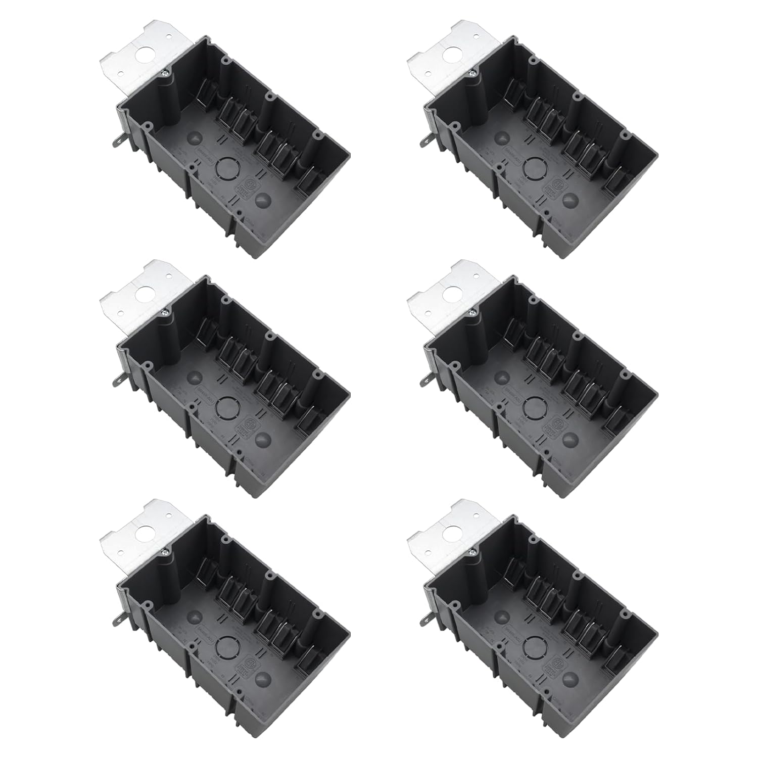 MAKERELE gray adjustable electrical outlet box, 3-Gang, 49 cu. in., 6-Pack