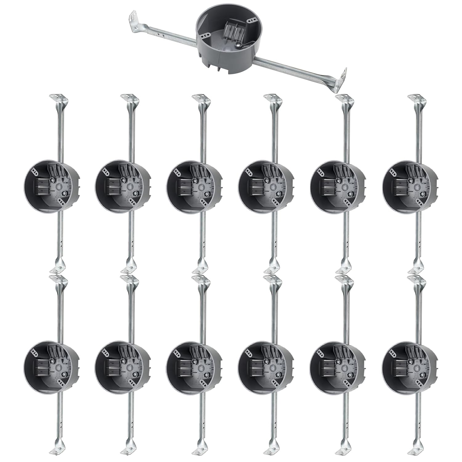 MAKERELE gray adjustable round ceiling electrical outlet box, 20 cu. in., 12-Pack