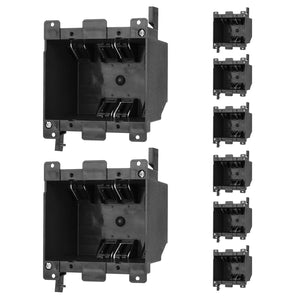 MAKERELE black 2-gang old work electrical box, 25 cu in, 8-pack