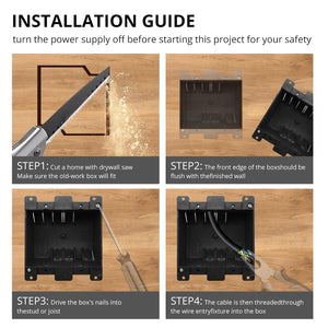Black 2-gang old work electrical box installation guide