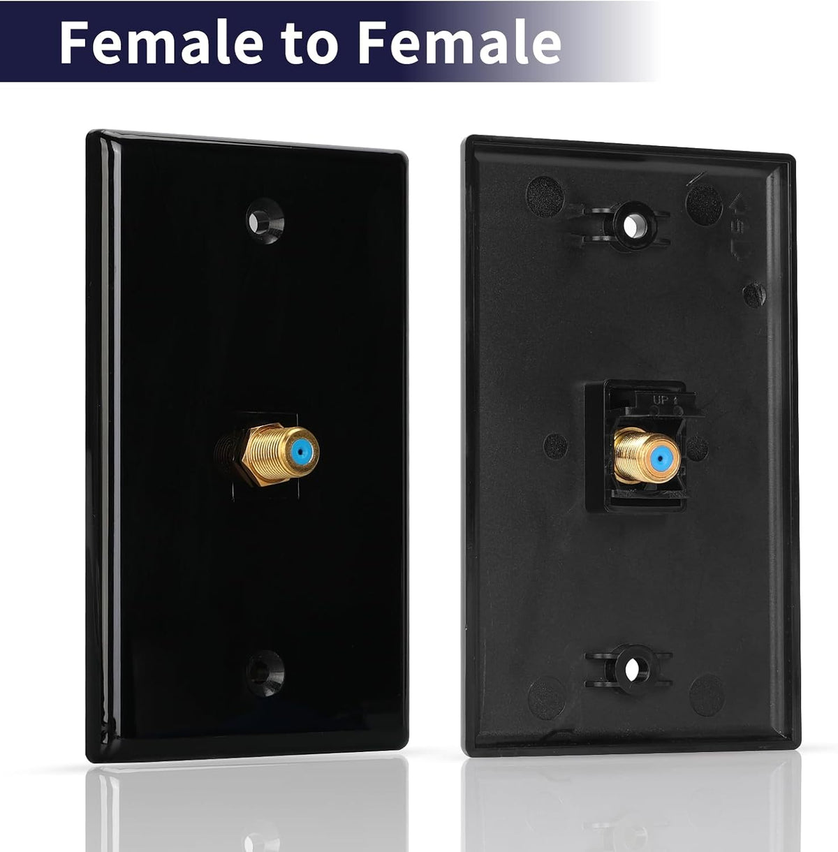 Black coaxial wall plate with female-to-female coupler